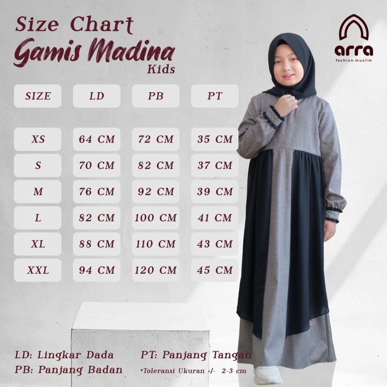 Size Chart Gamis Kids'